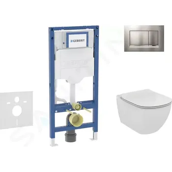 Geberit Duofix Set předstěnové instalace, klozetu Tesi a sedátka, tlačítko Sigma30, matný chrom/chrom, SANI11CD2122