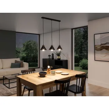 Stojací lampa Detmer 70x17x110cm závěsná lampa 3 černý/zlatý