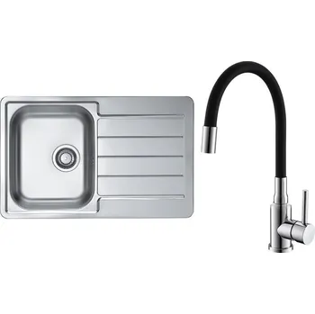 Nerezový dřez Set Alveus (dřez Line 80 Natur + baterie Mintas Černá/Chrom) SETA23207