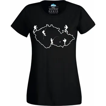 Dámské tričko Dámské tričko Hobby mapa Česka (Velikost: S, Barva: Černá)