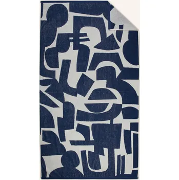 Marc O'polo Plážová Osuška Geo Beach, tmavě modrá / bílá