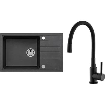 Granitový dřez Set Alveus (dřez Intermezzo 130 Black 91 + baterie Mintas Černá matná) SETA25223