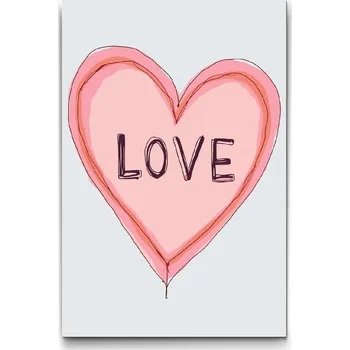 Malování podle čísel - Srdce LOVE Velikost: 20x30cm, Rámování: Pouze srolované plátno