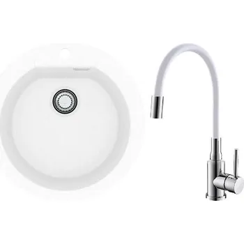 Granitový dřez Set Alveus (dřez Cadit 100 White 11 + baterie Mintas Bílá/Chrom) SETA25323