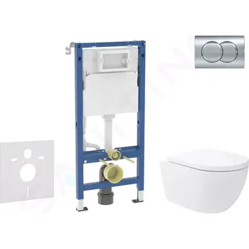 Geberit Duofix Set předstěnové instalace, klozetu Oudee Vortex a sedátka softclose, tlačítko Delta01, lesklý chrom, SANI11CA1150B