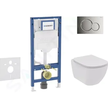 Geberit Duofix Set předstěnové instalace, klozetu Tesi a sedátka softclose, tlačítko Sigma01, lesklý chrom, SANI11CD1109
