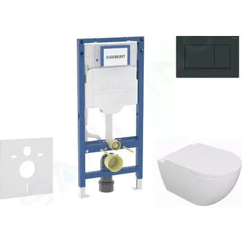 Geberit Duofix Set předstěnové instalace, klozetu Oudee a sedátka softclose, tlačítko Sigma30, černá lesk/černá mat, SANI11CA5109B