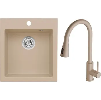 Granitový dřez Set Alveus (dřez Cortina 20 Beige 55 + baterie Primrose - PS Beige 55) SETA25183