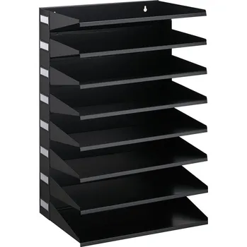 Archivační box Durable 3361, černý kovový odkladač na dokumenty na šířku, 8 zásuvek