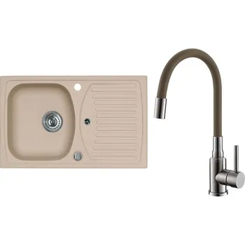 Granitový dřez Set Alveus (dřez Record 30 Beige 55 + baterie Mintas Béžová/Kartáčovaná ocel) SETA25292