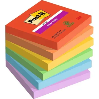 Samolepící bloček 3M Post-it samolepící bločky super silné Playful Colour Collection, rozměr 76x76 mm, 6x90 lístků