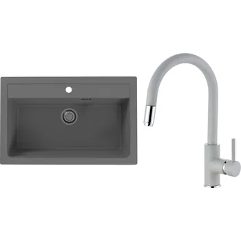 Granitový dřez Set Alveus (dřez Atrox 40 Beton 81 + baterie Delos Beton 81) SETA25055