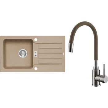 Granitový dřez Set Alveus (dřez Niagara 30 Beige 55 + baterie Mintas Béžová/Kartáčovaná ocel) SETA25274