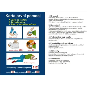 Zdravotnický materiál Karta první pomoci Rozměr: A5