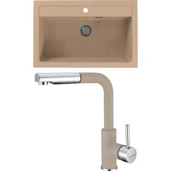 Granitový dřez Set Alveus (dřez Atrox 40 Beige 55 + baterie Siros Beige 55) SETA25068