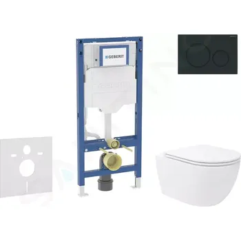 Geberit Duofix Set předstěnové instalace, klozetu Oudee Vortex a sedátka softclose, tlačítko Sigma20, matná černá/černá, SANI11CA5152B