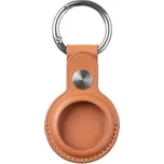 Kryt / obal TACTICAL pro Apple AirTag - kovový kroužek - umělá kůže - hnědý