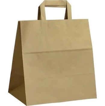 Nákupní taška Harmanec-Kuvert Papírová taška Take-away s plochým uchem 26x17x25 cm hnědá, do 5 kg
