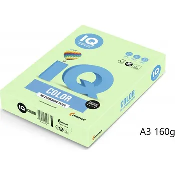 Barevný papír Mondi IQ Color barevný papír A3/160g pastelová středně zelená MG28, 250 ks