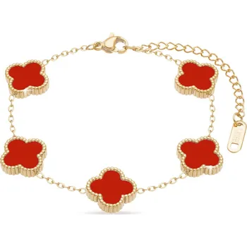 Náramek biju SOFIA 2570-1 Pozlacený náramek z chirurgické oceli, červené kytky
