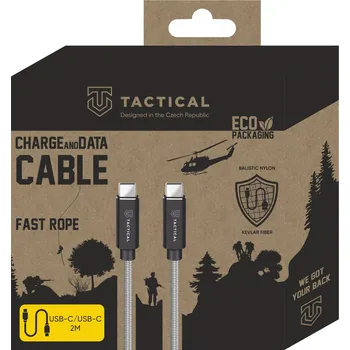 Datový kabel Synchronizační a nabíjecí kabel Tactical Fast Rope USB-C / USB-C - 100W - 2m - šedý