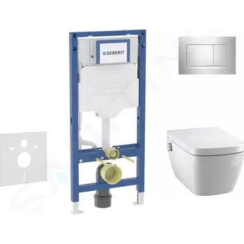 Geberit Duofix Set předstěnové instalace, klozetu TECEone a sedátka softclose, tlačítko Sigma30, lesklý chrom/matný chrom, SANI11CT1105