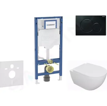 Geberit Duofix Set předstěnové instalace, klozetu Oudee a sedátka softclose, tlačítko Sigma01, černá, SANI11CA5107B