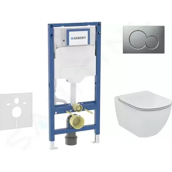 Geberit Duofix Set předstěnové instalace, klozetu Tesi a sedátka softclose, tlačítko Sigma01, matný chrom, SANI11CD2134