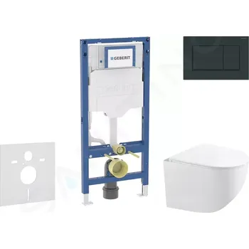 Geberit Duofix Set předstěnové instalace, kompaktního klozetu Gaia a sedátka softclose, tlačítko Sigma30, černá lesk/černá mat, SANI11CA5120B