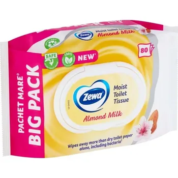 ZEWA Almond Milk, vlhčené toaletní ubrousky bílé, 80 ubrousků