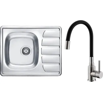 Nerezový dřez Set Alveus (dřez Zoom 10 Natur + baterie Mintas Černá/Kartáčovaná ocel) SETA25318