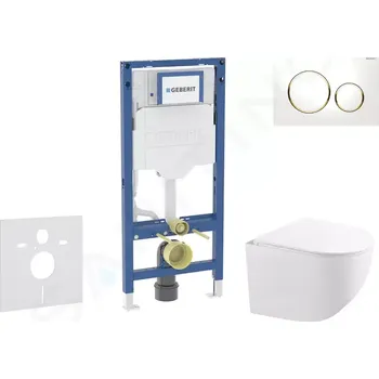 Geberit Duofix Set předstěnové instalace, kompaktního klozetu Gaia sedátka softclose, tlačítko Sigma20, bílá/pozlacená, SANI11CA3147B