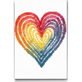 Diamantové malování Diamantové malování - Duhové srdce Velikost: 20x30cm, Rámování: Pouze srolované plátno, Diamanty: Kulaté