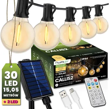 Venkovní osvětlení Girlanda solární zahradní 30x LED Ozdobne Kuleczki 15,05m 2700K Teplá + Ovladač CALLIS2 LUMILED