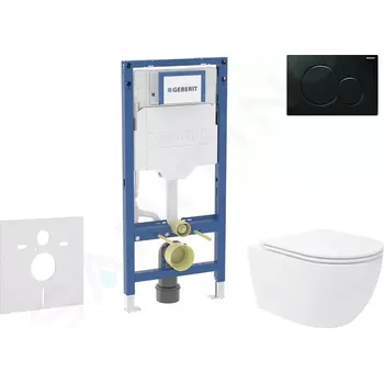 Geberit Duofix Set předstěnové instalace, klozetu Oudee Vortex a sedátka softclose, tlačítko Sigma01, černá, SANI11CA5151B