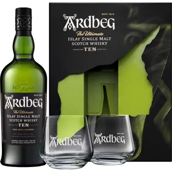 Whisky Ardbeg 10 YO 46% (0,7l) v dárkové krabičce s dvěma skleničkami