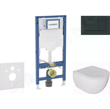Geberit Duofix Set předstěnové instalace, klozetu Oudee a sedátka softclose, tlačítko Sigma30, černá lesk/černá mat, SANI11CA5130B