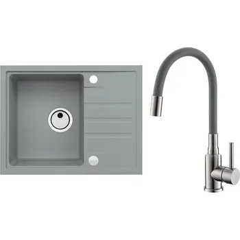 Granitový dřez Set Alveus (dřez Intermezzo 30 Beton 81 + baterie Mintas Beton/Kartáčovaná ocel) SETA25229