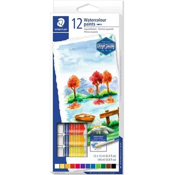 Vodová barva Staedtler Design Journey, sada 12ks temperových barev, tuby 12 ml