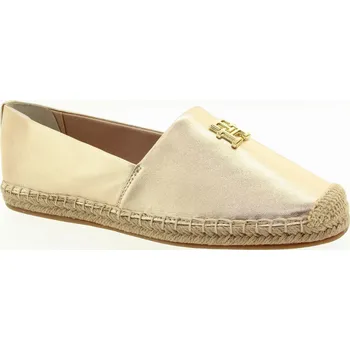 Dámské baleríny TOMMY HILFIGER Dámské zlaté kožené espadrilky FW0FW08652-0HS-245 Velikost 37