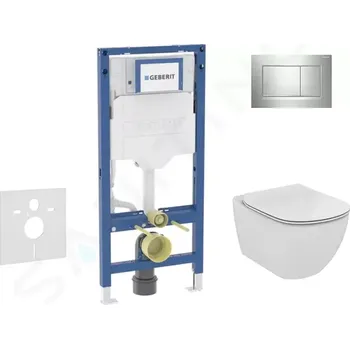 Geberit Duofix Set předstěnové instalace, klozetu Tesi a sedátka softclose, tlačítko Sigma30, lesklý chrom/matný chrom, SANI11CD1137
