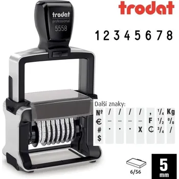 Samobarvící číslovací razítko Trodat 5558, výška 5mm, 8-místné