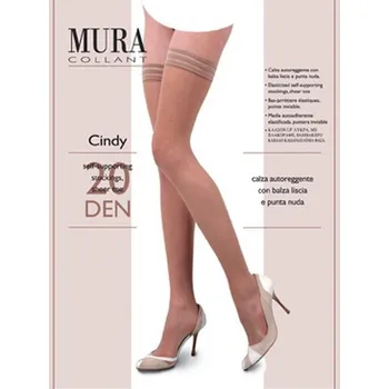 Dámské punčochy MURA - Samodržící punčochy CINDY - 1/2 - S/M/černá