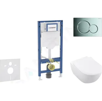 Splachovací tlačítko Geberit Duofix Set předstěnové instalace, klozetu Subway 2.0 a sedátka softclose, tlačítko Sigma01, lesklý chrom, SANI11CK1109