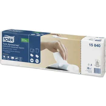 Papírový ubrousek Tork Xpressnap 15840, extra jemně bílý ubrousek do zásobníku, N4, balení 500ks, sklad 1/4
