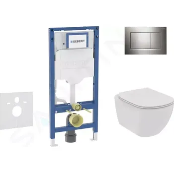 Geberit Duofix Set předstěnové instalace, klozetu Tesi a sedátka softclose, tlačítko Sigma30, lesklý chrom/matný chrom, SANI11CD1113