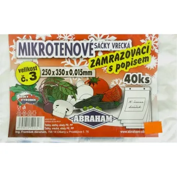 Sáček na potraviny ABRAHÁM Mikrotenové sáčky zamrazovací s popisem 25x35 cm, 40 ks odtrhávací v bloku, extra silné