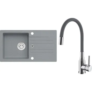 Granitový dřez Set Alveus (dřez Cortina 140 Beton 81, bez excentru + baterie Mintas Beton/Chrom) SETA25173