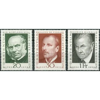 Poštovní známka (1968) MiNr. 503 - 505 ** - Lichtenštejnsko - Průkopníci filatelie (I)