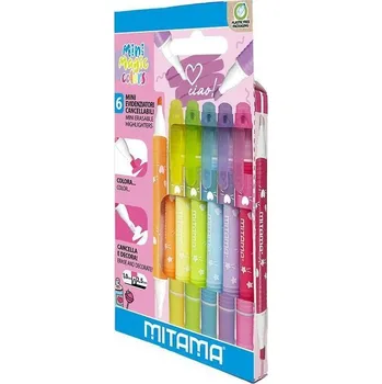 Zvýrazňovače sada "Magic Colors", dvojitý hrot, vymazatelné, 6ks, MITAMA 62573